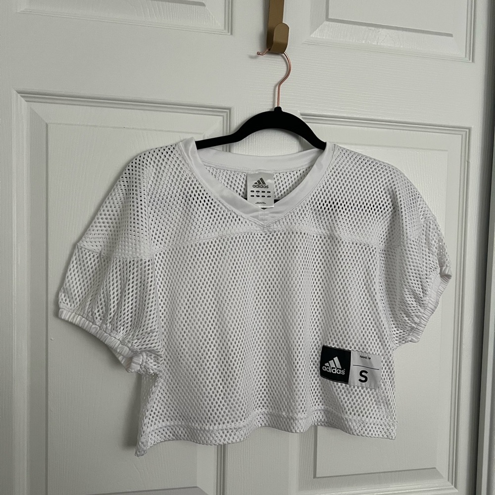 Adidas White Mesh Crop Top